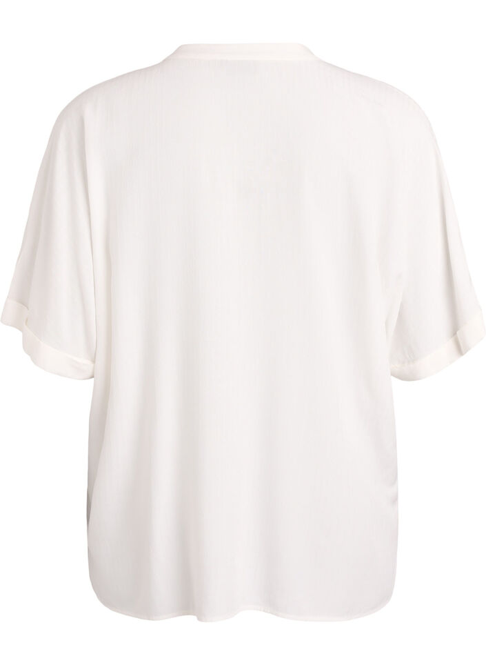 Viscose blouse met korte mouwen en rimpeldetail, Vanille, Packshot image number 1