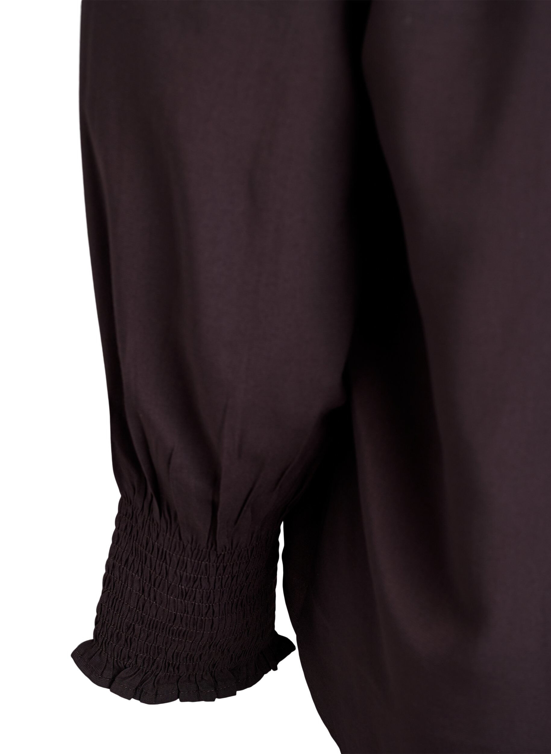 Zizzi Blouse avec col &agrave; volants et fronces, Marron, Packshot image number 3