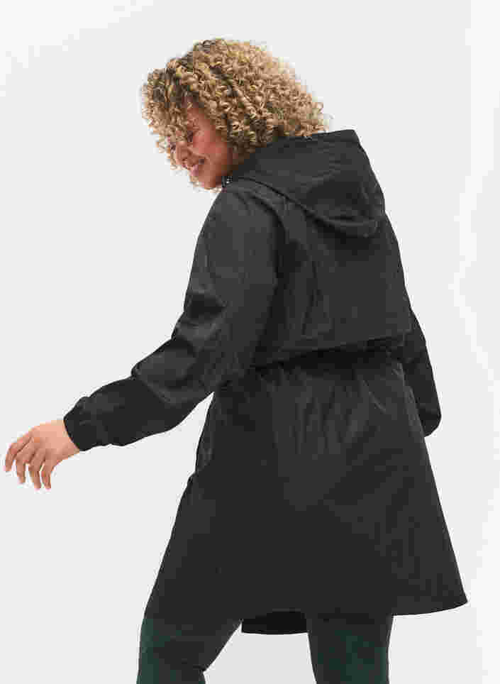 Veste de sport longue avec taille ajustable, Black, Model