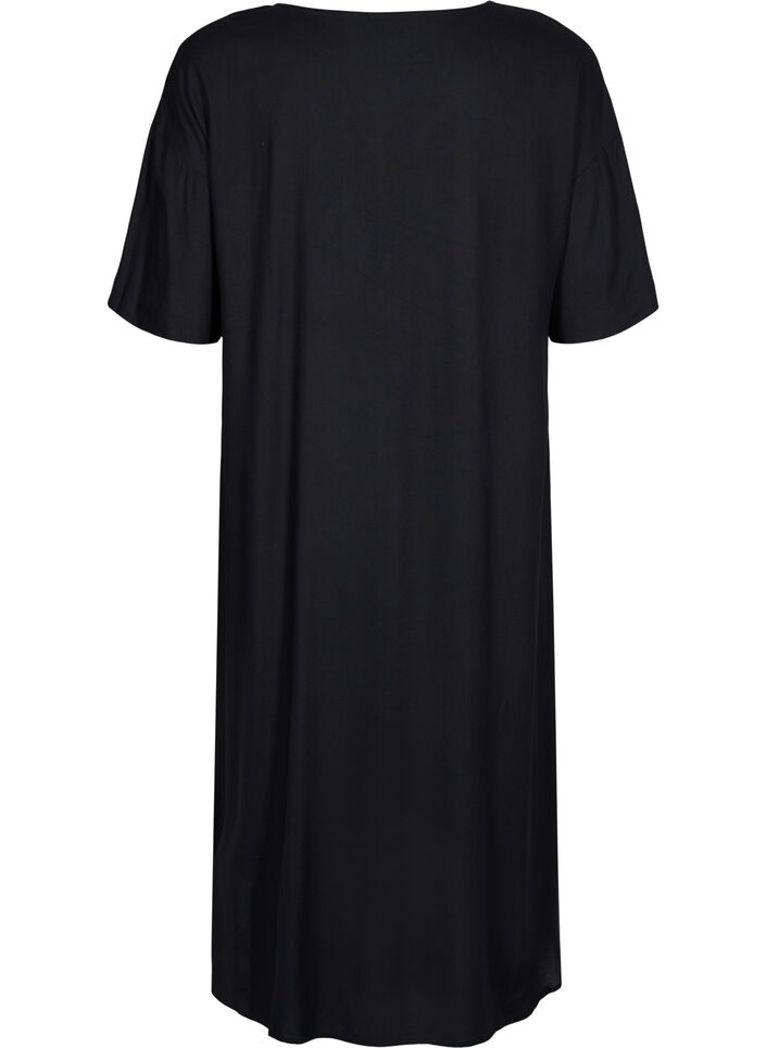 Robe chemise à manches courtes en viscose, Black, Packshot image number 1