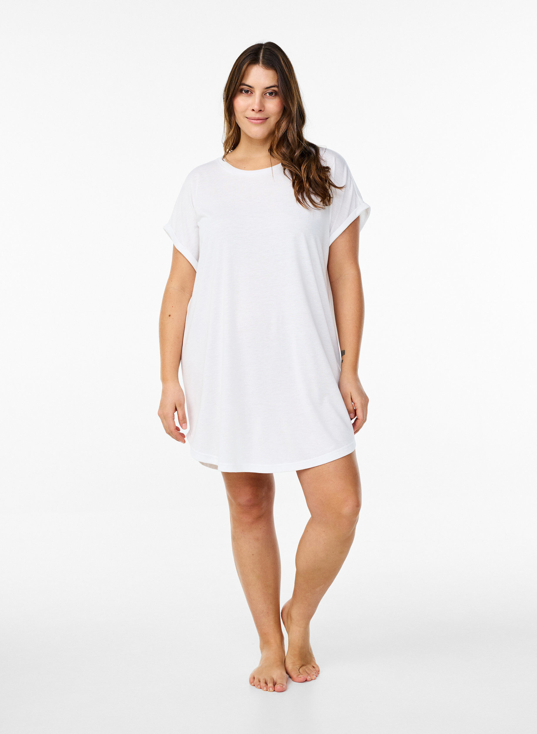 ZizziNachtjapon met korte mouwen en tekstopdruk, , Model image number 1