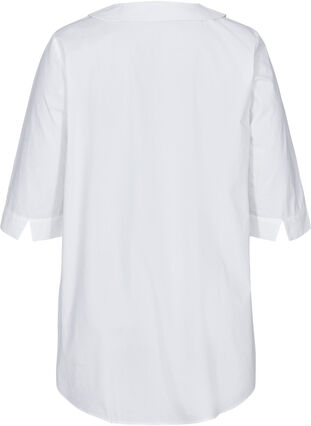 Tunique en coton à grand col, Bright White, Packshot image number 1