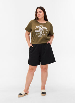 Katoenen t-shirt met print, Ivy Green, Model image number 2
