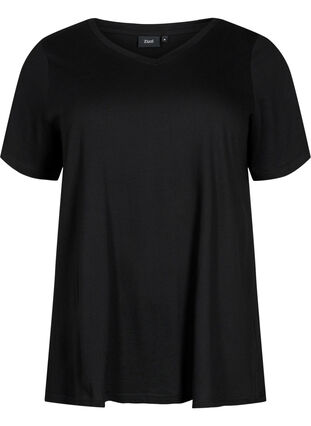 T-shirt met korte mouwen en a-vorm, Black, Packshot image number 0