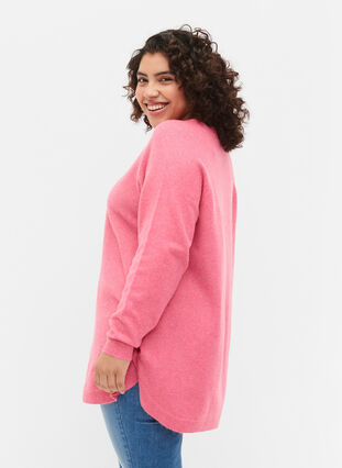 Pull en tricot avec des boutons, Hot Pink White Mel., Model image number 1
