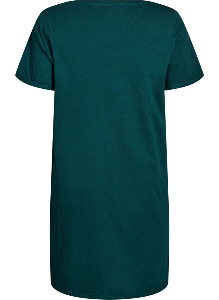 Chemise de nuit &agrave; manches courtes en coton biologique, Vert fonc&eacute;, Packshot image number 1