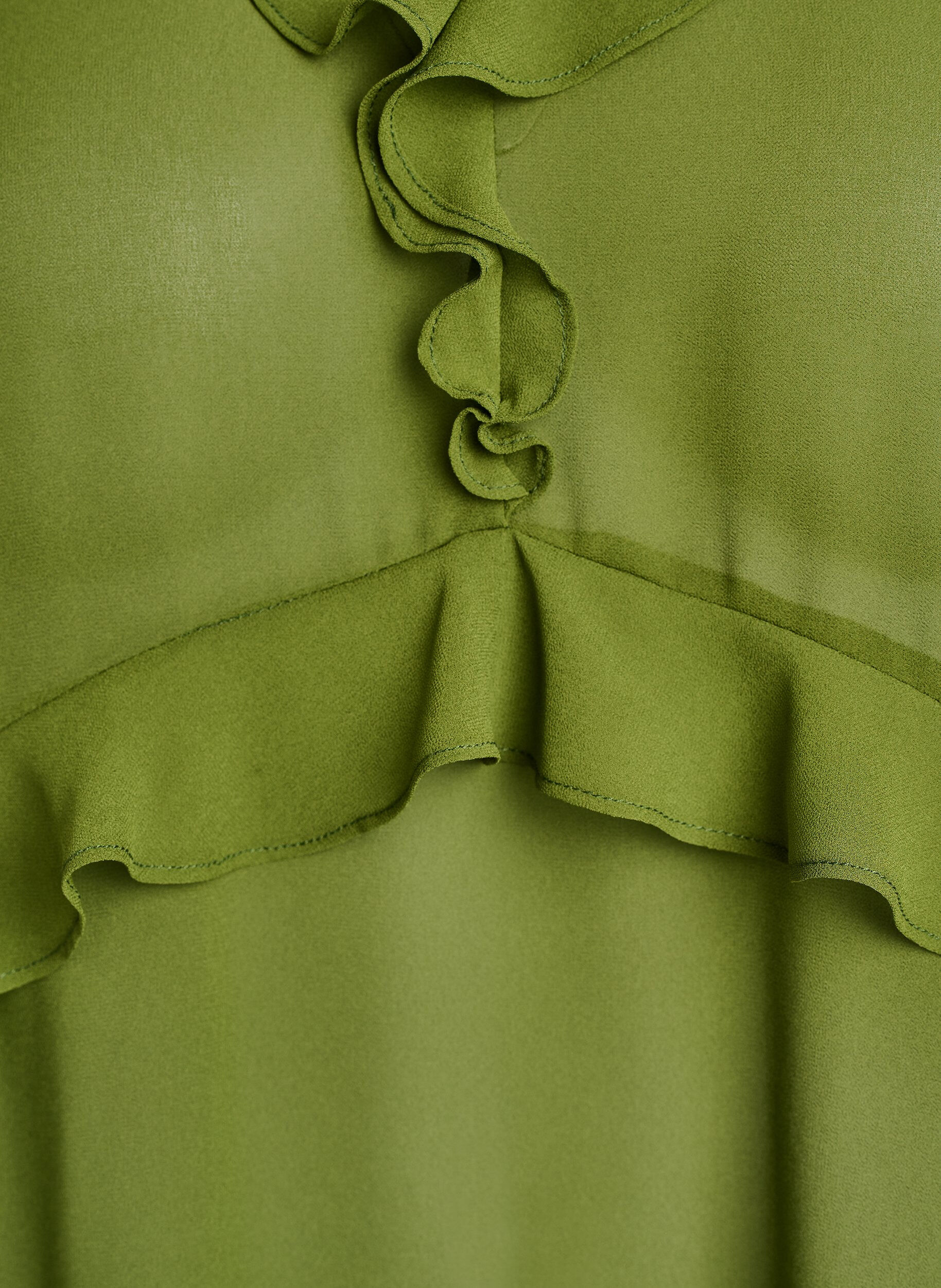 ZizziLichtgewicht jurk met ruches en een V-hals, Groen, Packshot image number 2