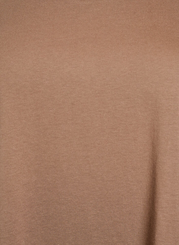 T-shirt &agrave; manches courtes en coton m&eacute;lang&eacute;, Marron, Packshot image number 2