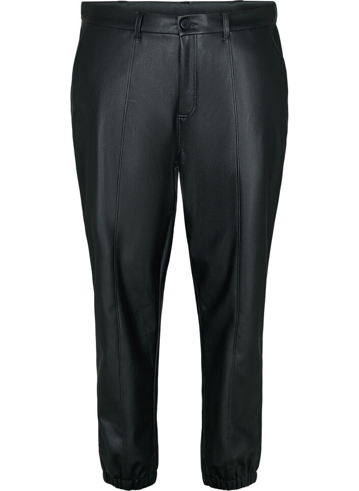 Pantalon en simili-cuir, Black, Packshot image number 0