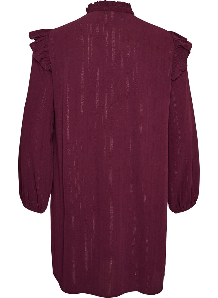 Kort jurkje met ruches en glitter, Rood, Packshot image number 1