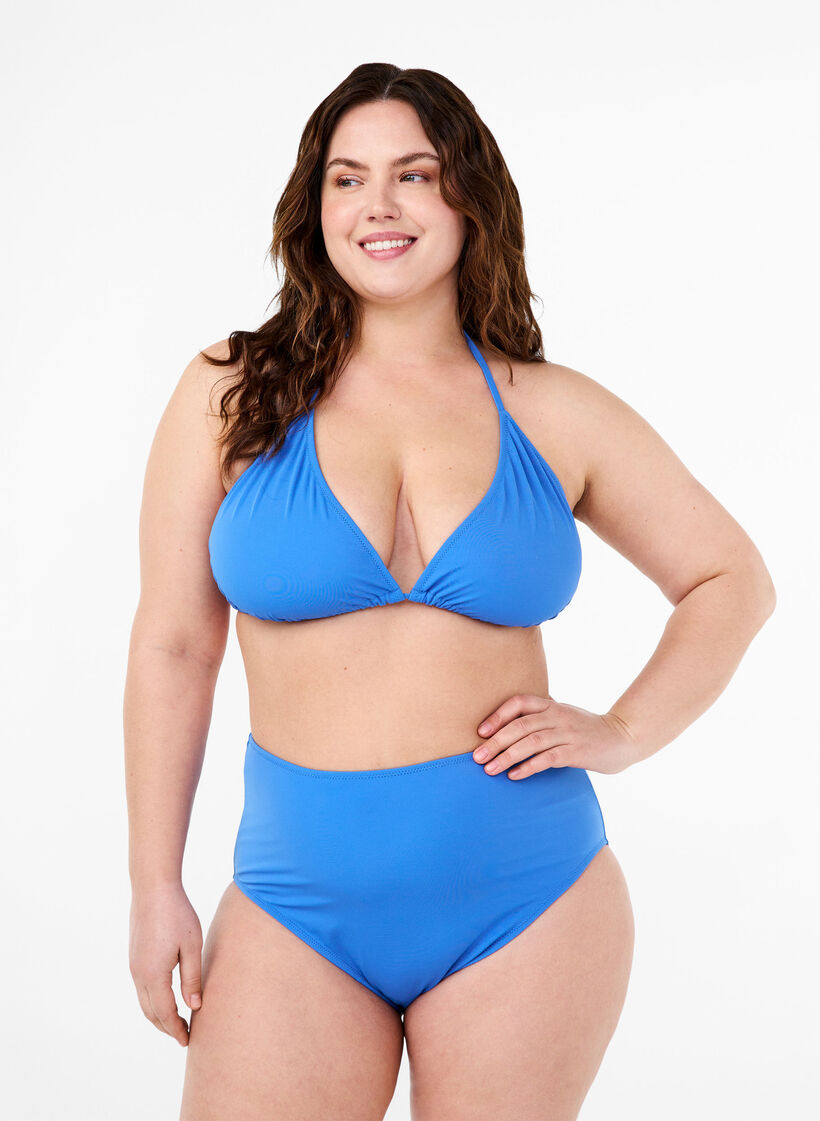 Bikinibroekjes met hoge taille, Blauw, Model image number 0
