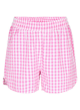 Short pyjama en coton à carreaux, Pink Check, Packshot image number 0