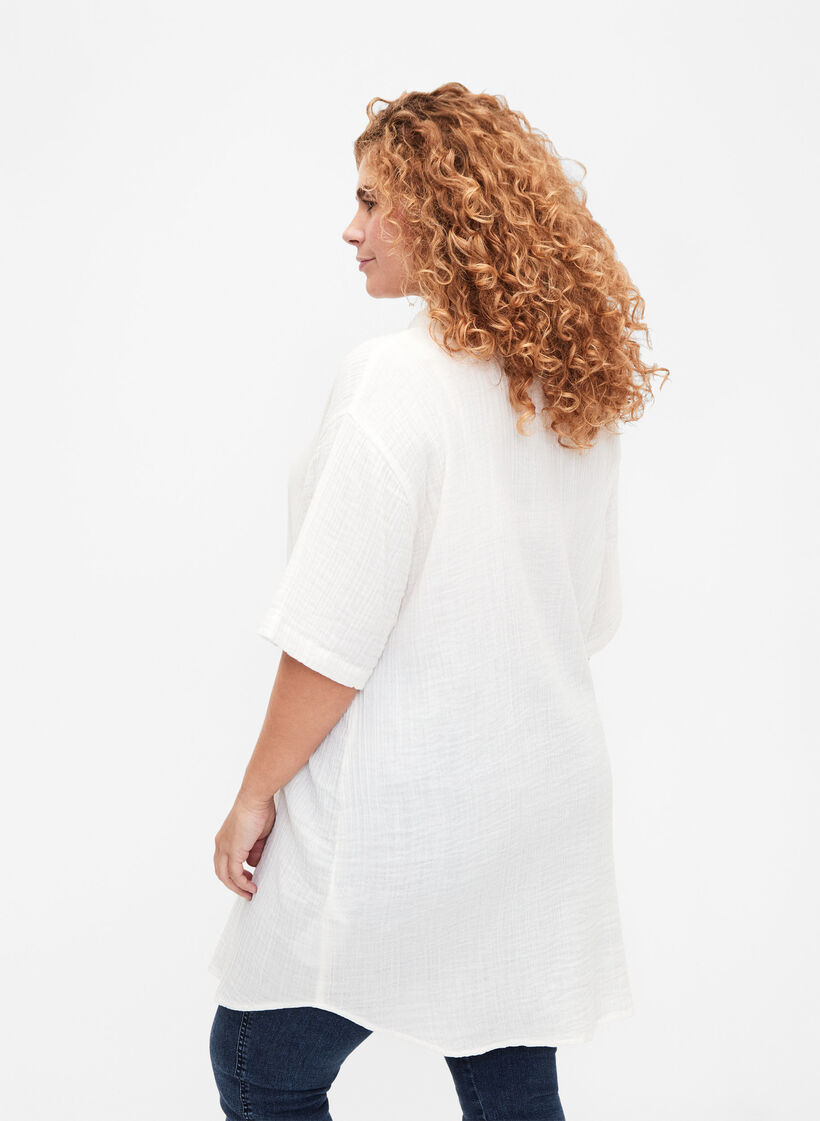 Shirt met korte mouwen en knopen, Off-White, Model image number 1