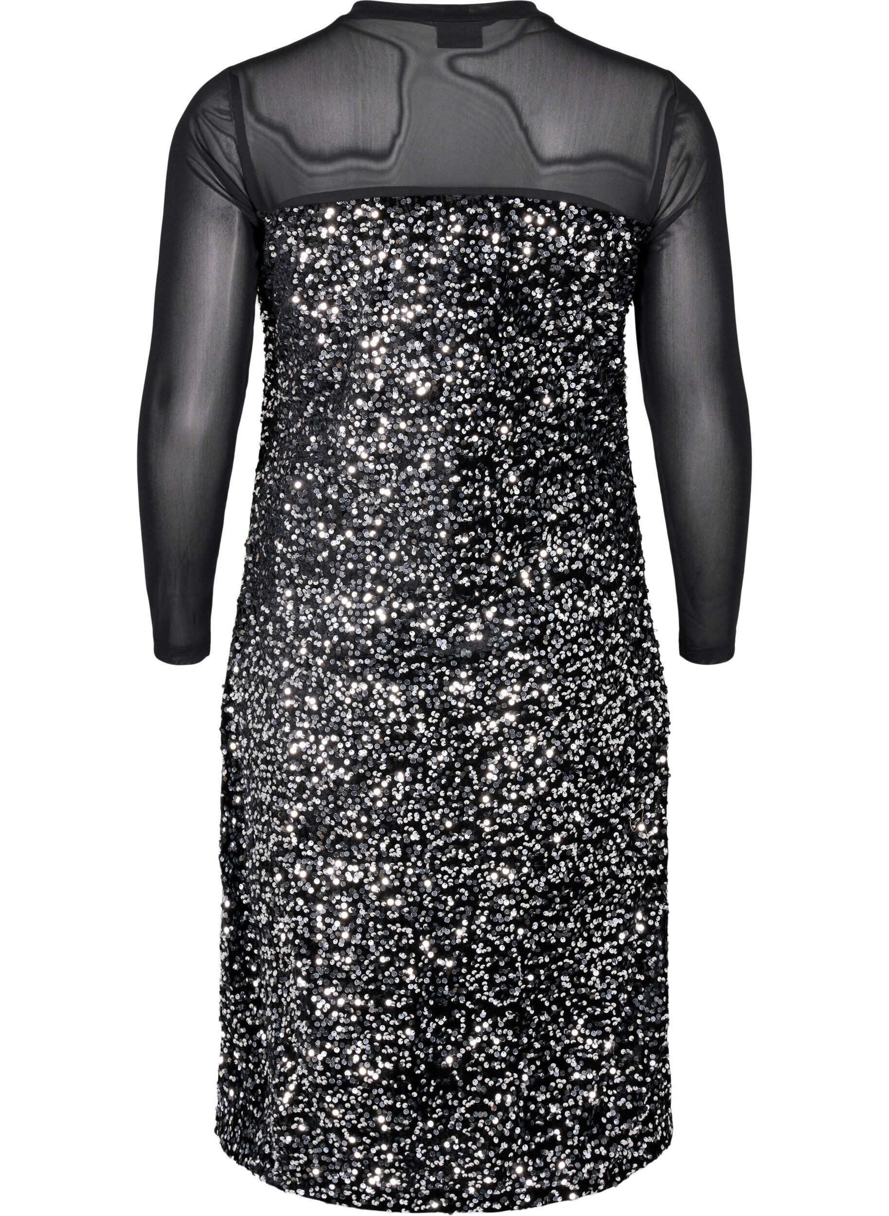 Zizzi Robe &agrave; paillettes, Black w. Silver, Packshot image number 1