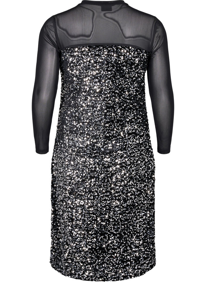 Glitterjurk met pailletten, Black w. Silver, Packshot image number 1