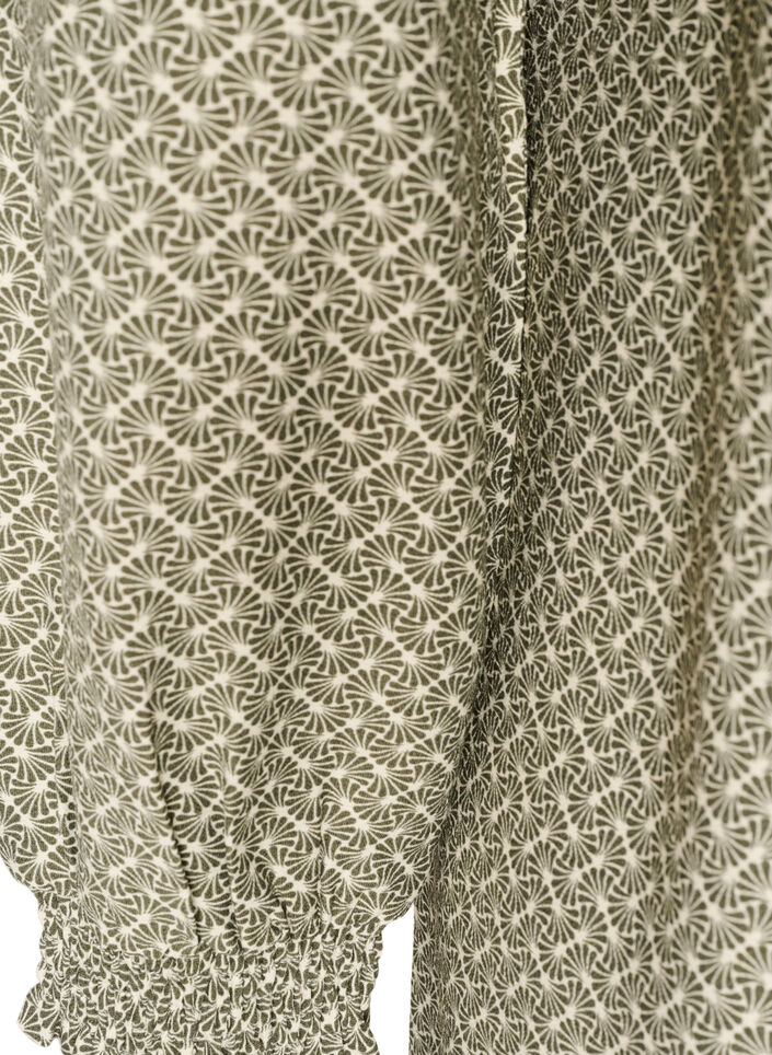 Jurk van viscose met patroon en lange mouwen, Groen, Packshot image number 3