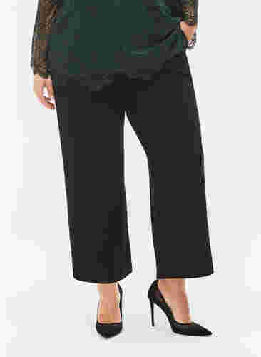 Cropped broek met wijdte, Black, Model image number 2