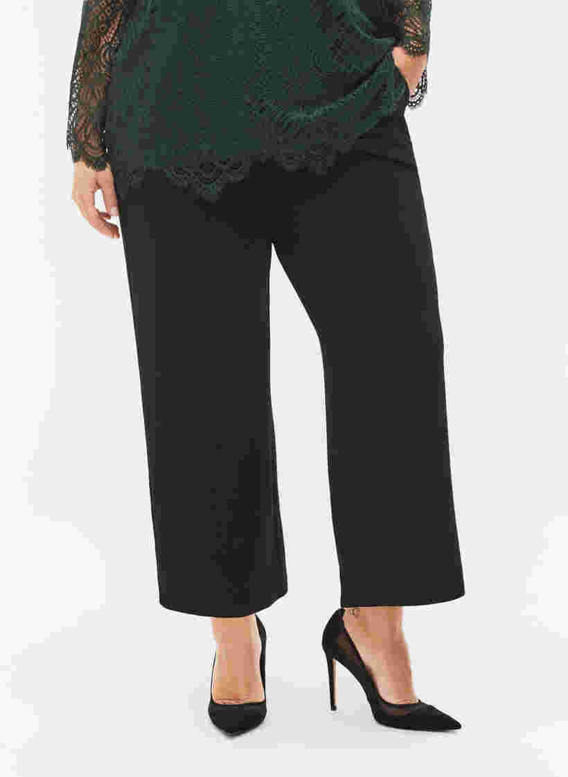 Cropped broek met wijdte, Black, Model image number 2