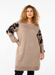 Gebreide jurk met geborduurde details, Desert Taupe Comb, Model image number 0