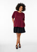 Gestructureerde blouse met korte mouwen, Donker Bordeaux, Model image number 1