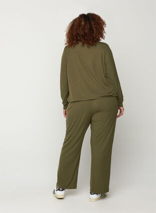 Pantalon ample en matière côtelée, Olive Night, Model image number 1