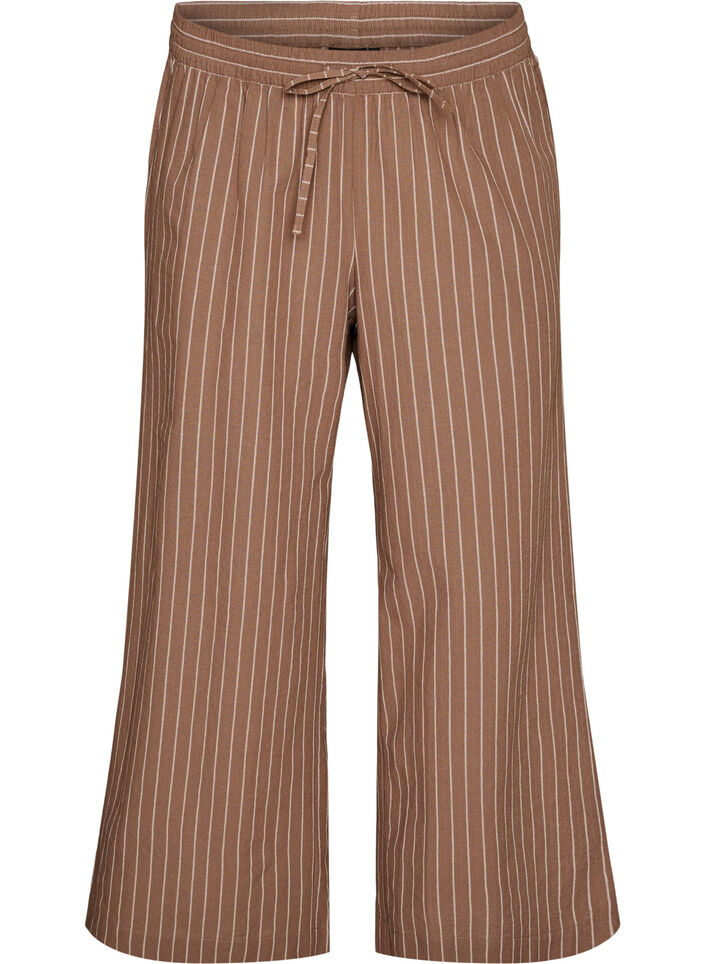 Losse broek met hoge taille en zakken, Bruin, Packshot image number 0