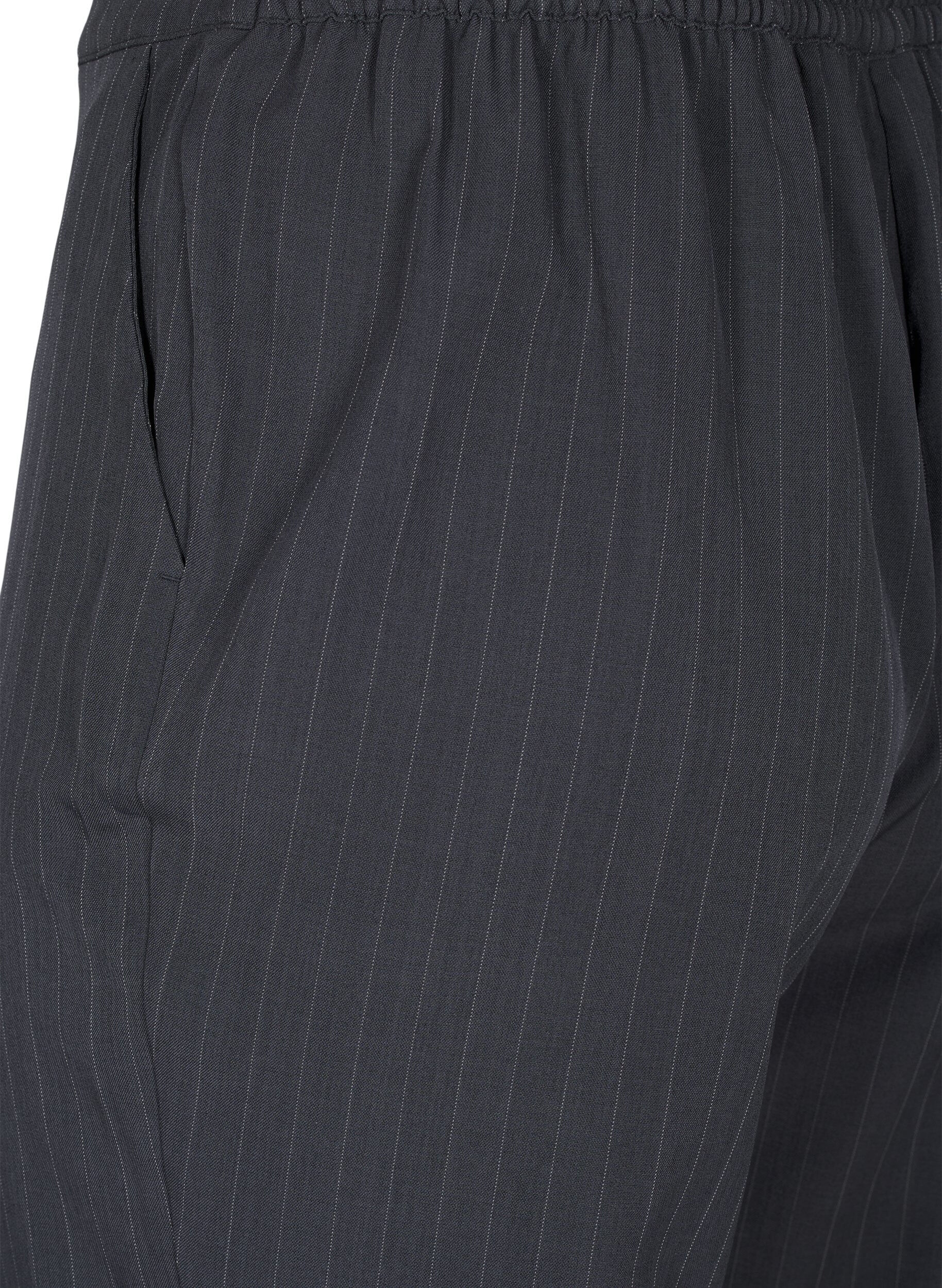 ZizziFLASH - Losse broek met zakken, Dark Grey Mel Stripe, Packshot image number 3