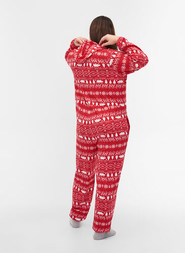Kerst jumpsuit met capuchon en rits, Christmas AOP, Model image number 1