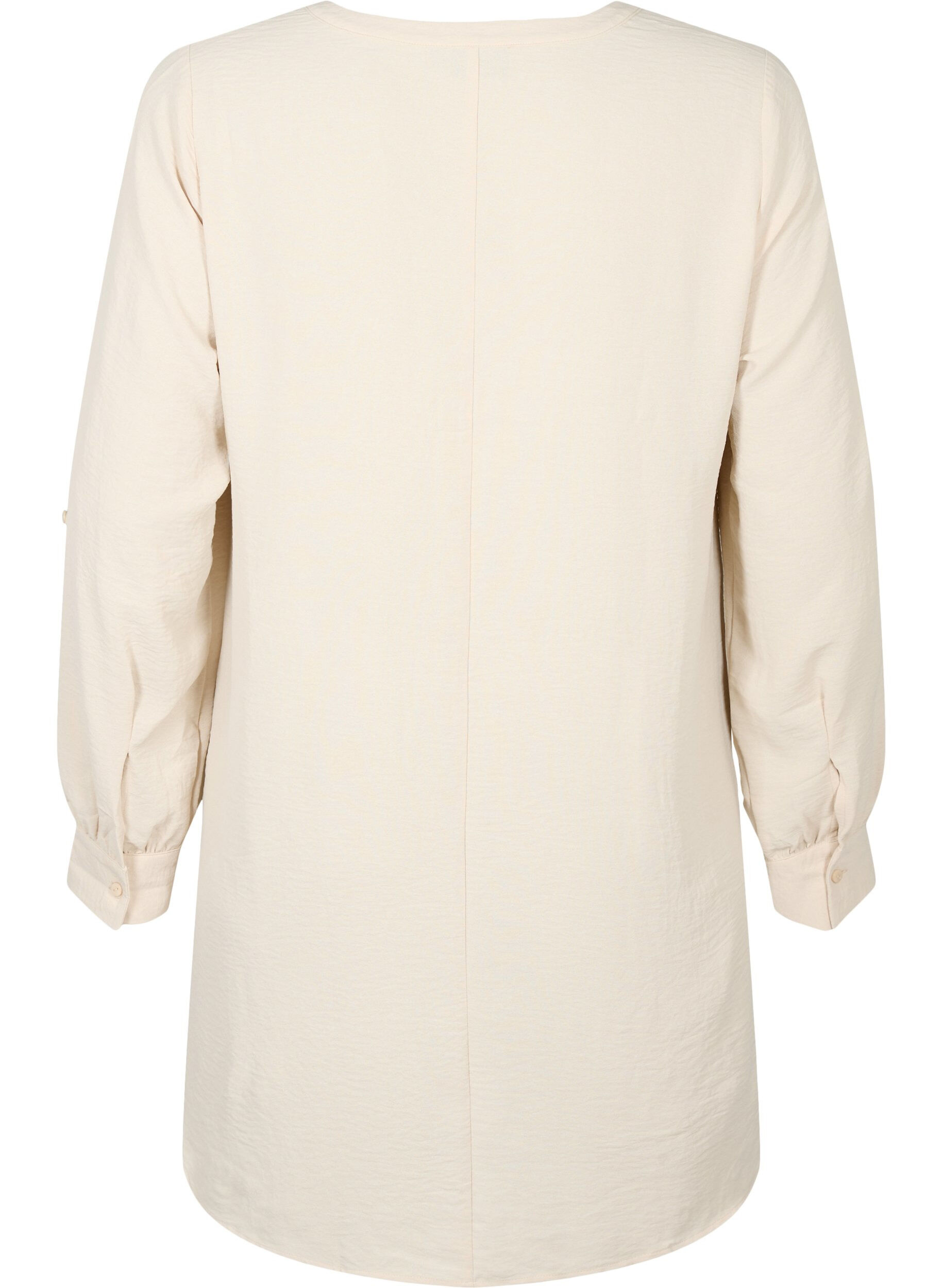 ZizziSolide effe kleur tuniek met V-hals en knoppen, Warm Off-white, Packshot image number 1