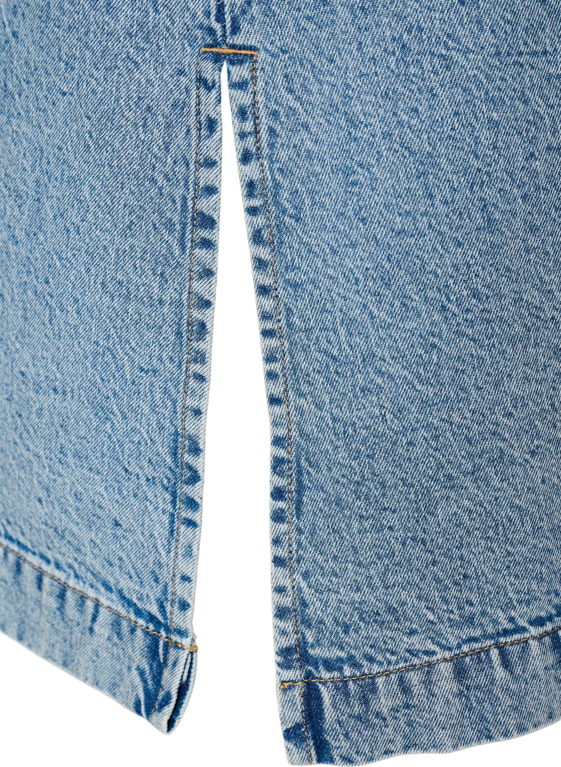 ZizziMouwloze denimjurk met knoopsluiting en splitten, Blauw, Packshot image number 4
