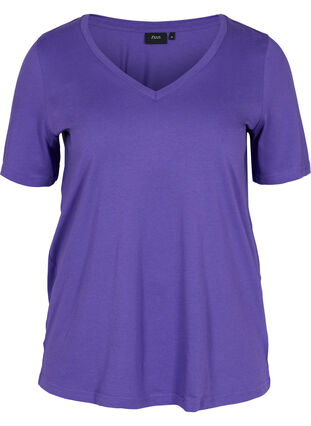 T-shirt in biologisch katoen met v-hals, Ultra Violet, Packshot image number 0