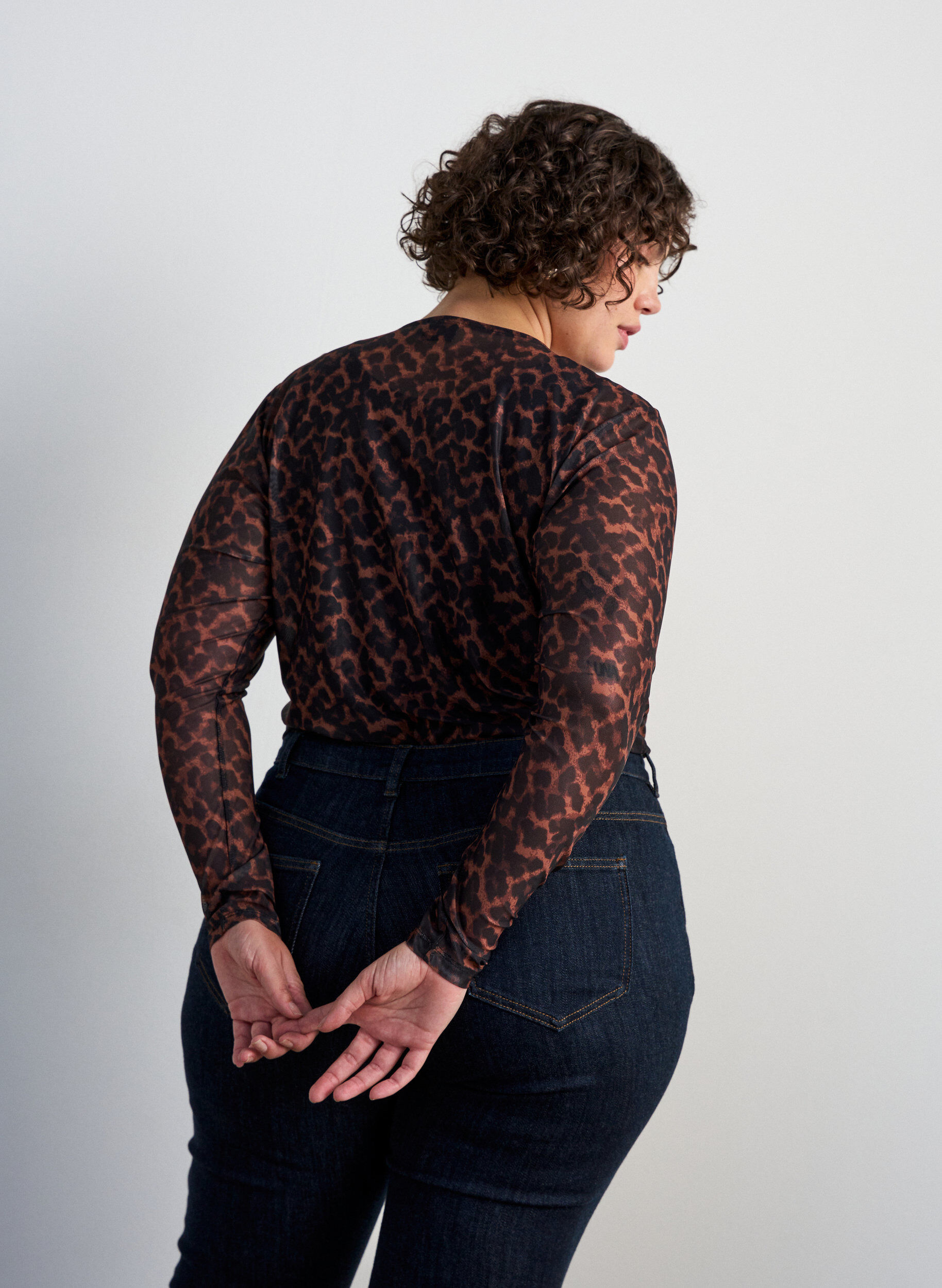 ZizziBlouse en maille avec imprim&eacute;, Marron, Model image number 2
