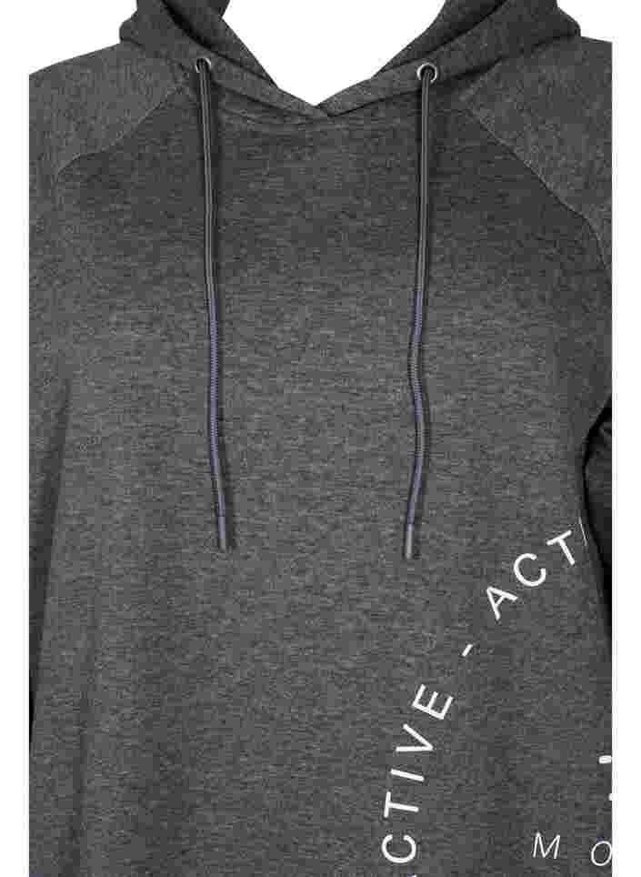 Lang sweatshirt met capuchon en print, Dark Grey Melange, Packshot image number 2