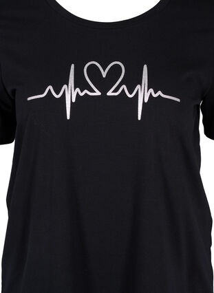 T-shirt de pyjama à manches courtes avec impression, Black HEARTBEAT, Packshot image number 2