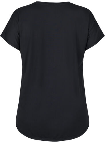 T-shirt de sport à manches courtes avec col en V, Black, Packshot image number 1