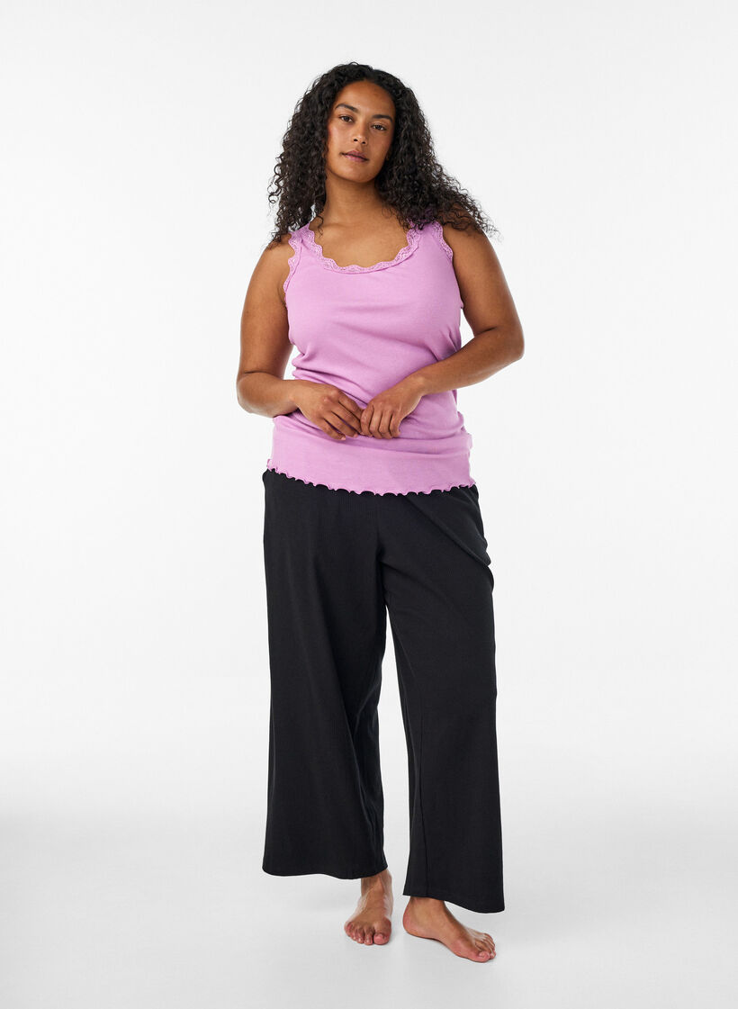 Top met kant, Paars, Model image number 1
