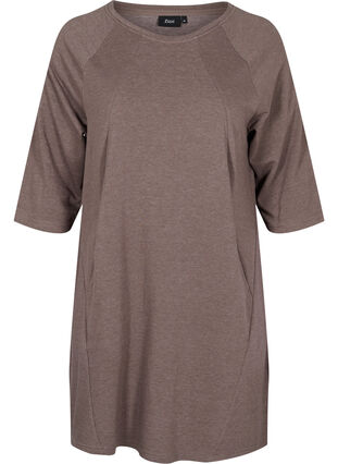 Article en promotion - Robe pull en coton avec poches et manches 3/4, Iron Melange, Packshot image number 0