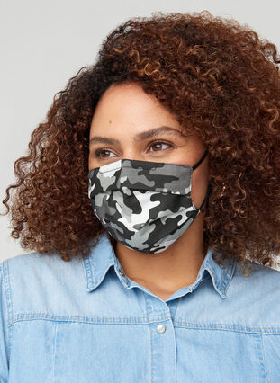 Masques en coton, lot de 3, Grey Camouflage, Model image number 0