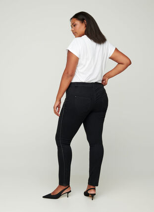 Sanna jeans met lurex details, Black, Model image number 0