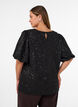 Blouse &agrave; sequins avec manches ballon, Noir, Model image number 2