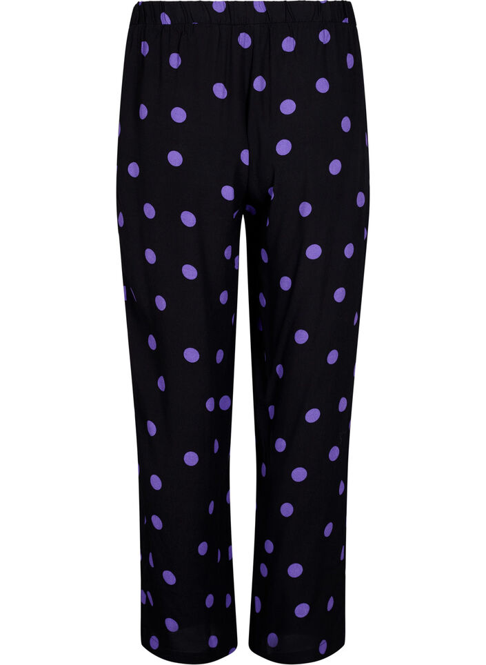 Viscose broek met stippen, Black w. Purple Dot, Packshot image number 1