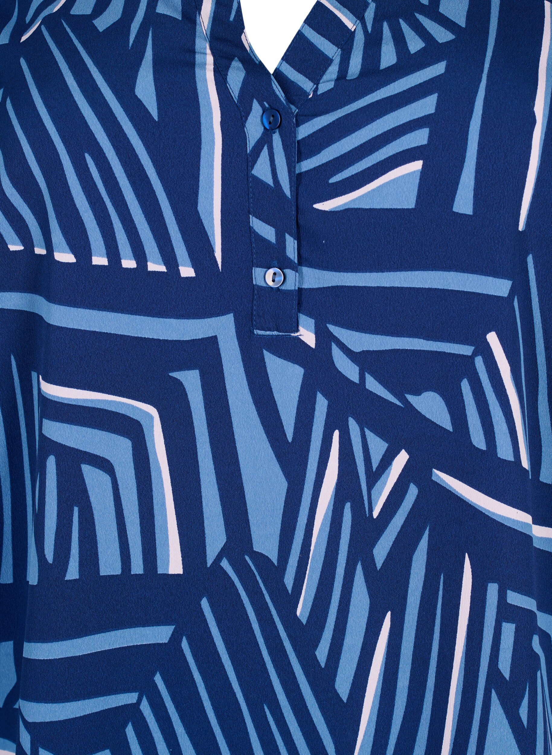 ZizziFLASH - Blouse met lange mouwen en print, Medieval Blue AOP, Packshot image number 2