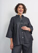 Chemise en jean avec fil paillet&eacute; et manches 3/4, Gris anthracite, Model image number 0