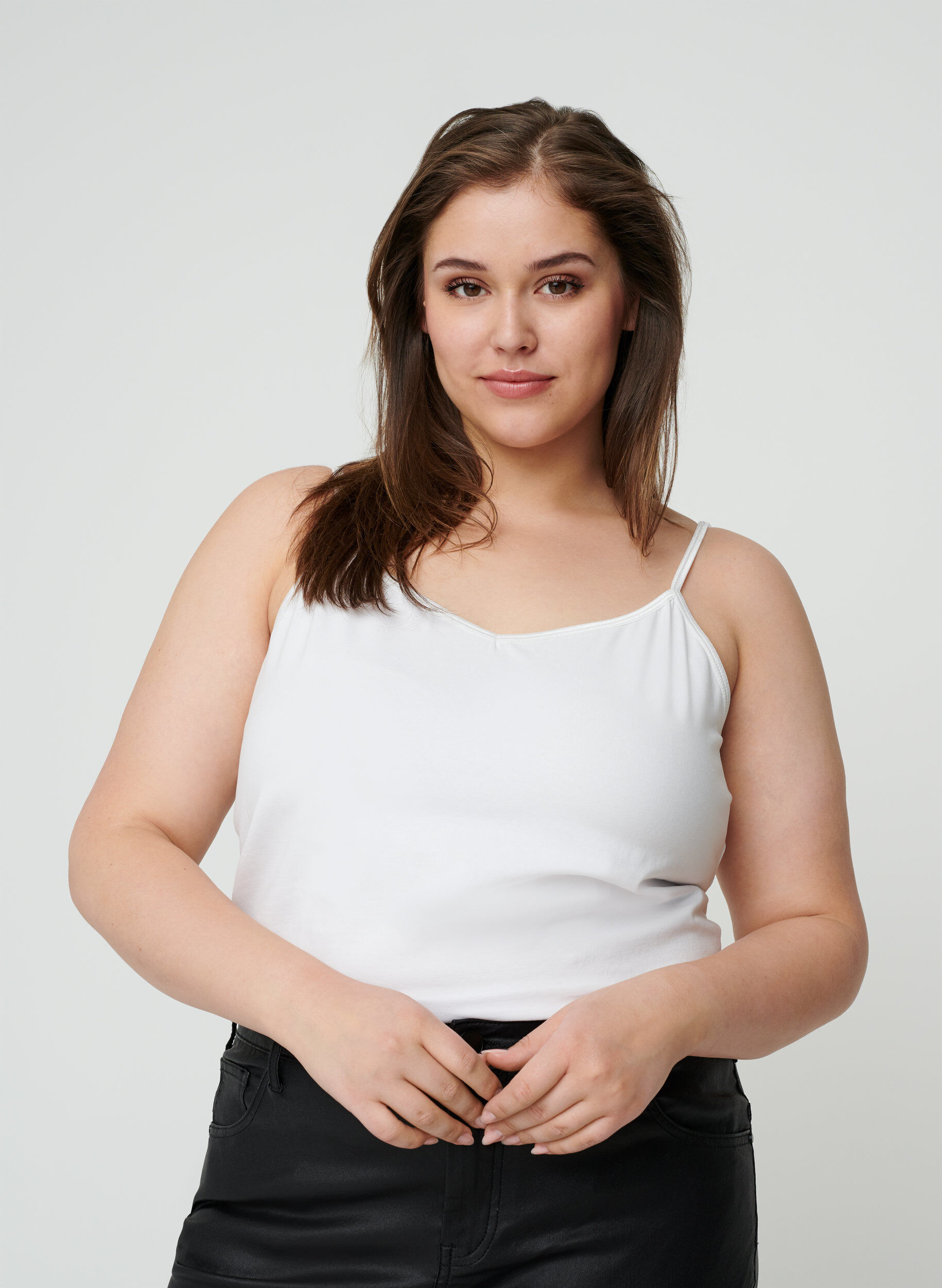 Zizzi Top basique , Bright White, Model image number 0