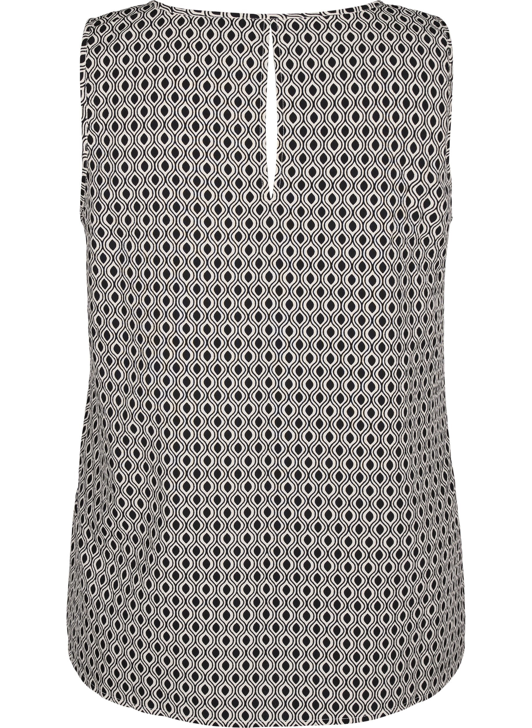 ZizziFlash - Mouwloze top met print, Zwart, Packshot image number 1