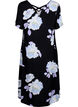 Jurk in viscose met bloemenprint en korte mouwen, Black Big Flower AOP, Packshot image number 1