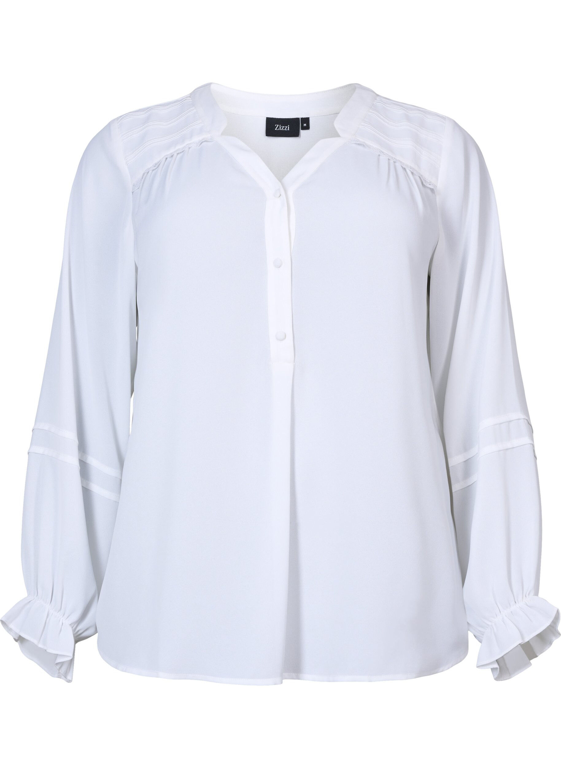 ZizziBlouse met lange mouwen en knoopsluiting, Bright White, Packshot image number 0