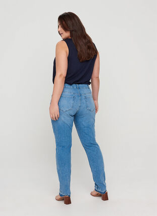 Slim fit Emily jeans met normale taillehoogte, Blue denim, Model image number 1