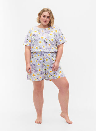 T-shirt de pyjama oversize avec imprimé, Lavender Blue AOP, Model image number 2