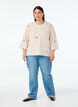 Gebreide blouse met hartjes en 3/4 mouwen, Beige, Model image number 1